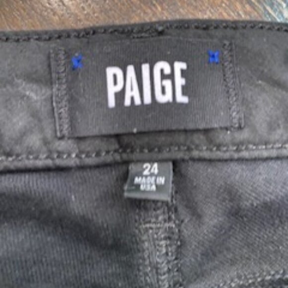 Like new Paige Jimmy Jimmy Crop Jeans Black Destructed Sz 24 - Picture 3 of 13